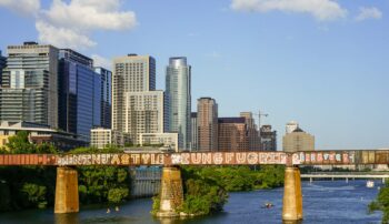 Austin downtown bridge and lake