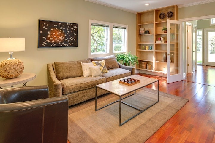 interior living room view of a house with couch